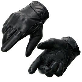 Milwaukee Leather MG7521 Men's Black Leather Gel Padded Palm Motorcycle Hand Gloves W/Rubberized Protective Knuckle - Large