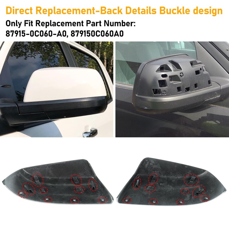 APESER Compatible with Toyota Tundra Sequoia Mirror Cover Replacement 2007-2021,2nd