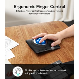 Nulea Wireless Trackball Mouse, Ergonomic 55mm Trackball, Adjustable DPI for Precise Control, Left or Right Hand Compatible, Rechargeable, Multi-Device Bluetooth & 2.4GHz for PC, Laptop, Mac(Blue)