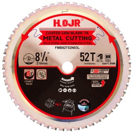 HOJR Metal Cutting Circular Saw Blade, Steel and Stainless Steel Cutting, The Cutting Head uses a Special Anti-Heat Sticking Coating with high Finish and Long Life, FMB 8-1/4 inch 52-Tooth 5/8" -TA