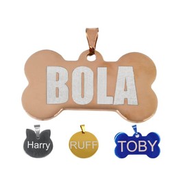 Placa de Identificación para Perros, Acero Inoxidable, (, Oro Rosado)
