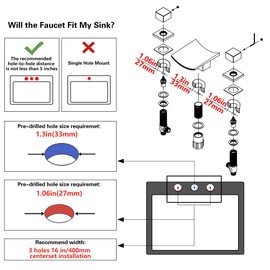 SKOWLL 8 Inch Widespread Bathroom Faucet, Brushed Nickel LED Deck Mount Waterfall Faucets, 2 Handle Modern Vanity Faucet for Sink 3 Hole