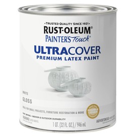 Rust-Oleum 1992502 Painter's Touch Latex Paint, Gloss White 32 Fl Oz, 1 Quarts (Pack of 1)