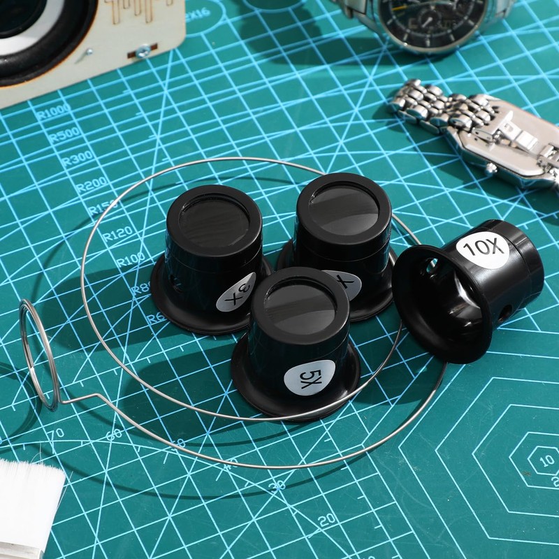TEHAUX Watch Loupe Magnifier Set, 4pcs Hands-Free Eye Loupe 3X