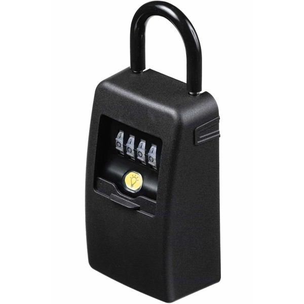 Sanwa Direct 200-SL088 Key Box, Dial Type, LED Light, Key Storage Box, Splashproof and Dustproof Cover Included