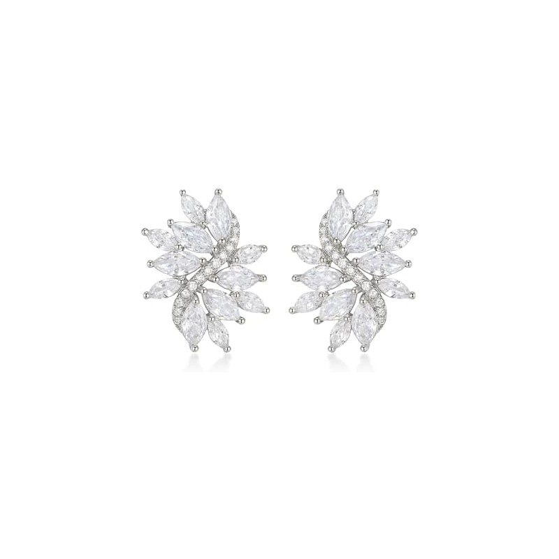 EVER FAITH Mujer Marquesa CZ Elegante Nupcial Boda Floral Hoja