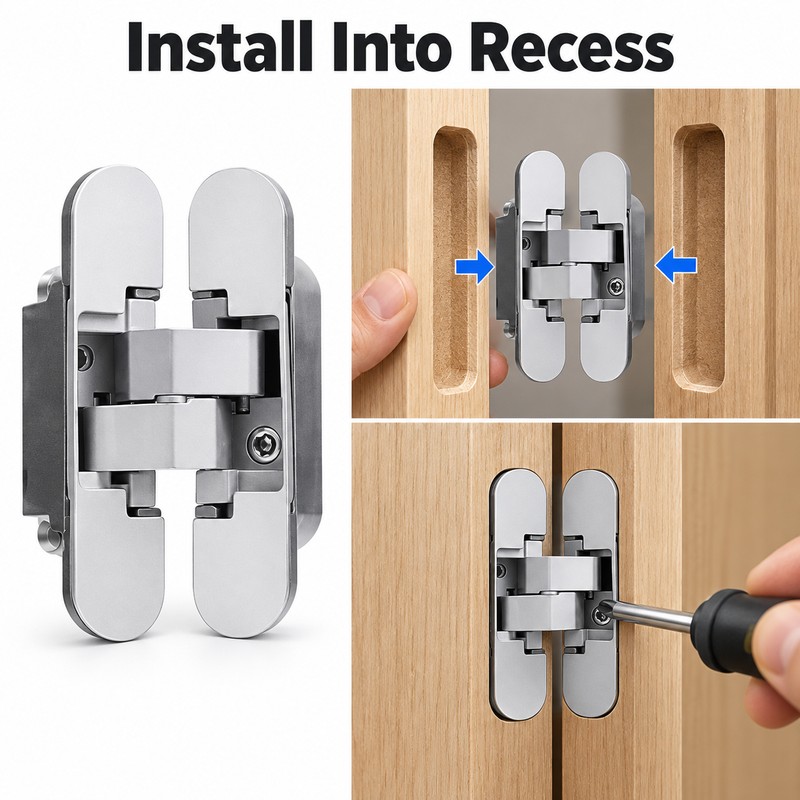 Invisible Door Hinges for Concealed Furniture Doors – Stainless Steel