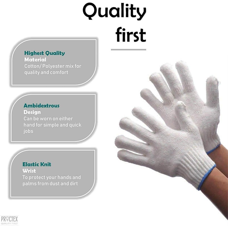24 Pack Cotton String Knit Cotton Polyester Gloves Seamless Workwear