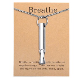 BOLAGTIER Anxiety Breathe Necklace Mindfulness Breathing Necklace Stress Relief Stainless Steel Pendant Necklace for Women Men (Rotundity, Steel B)