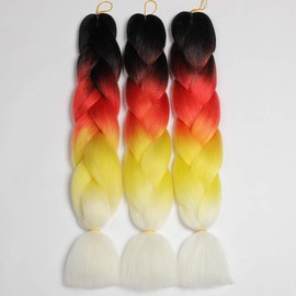 ShowJarlly Ombre Jumbo Braids, Hair Braiding, Hair Kanekalon, Synthetic Hair Extensions, 60 cm, 300 g / 3 Pieces