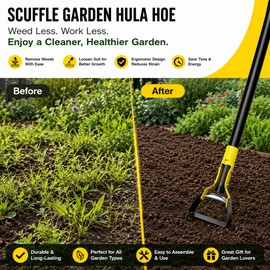 Scuffle Garden Hula Hoe for Weeding – Push-Pull Stirrup Weeder Tool for Vegetable Beds & Soil Cultivating