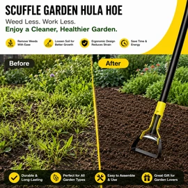 Scuffle Garden Hula Hoe for Weeding – Push-Pull Stirrup Weeder Tool for Vegetable Beds & Soil Cultivating
