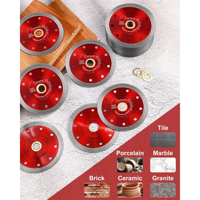 Therwen 25 Pcs Diamond Saw Blade Bulk 4.5 Inch Thin