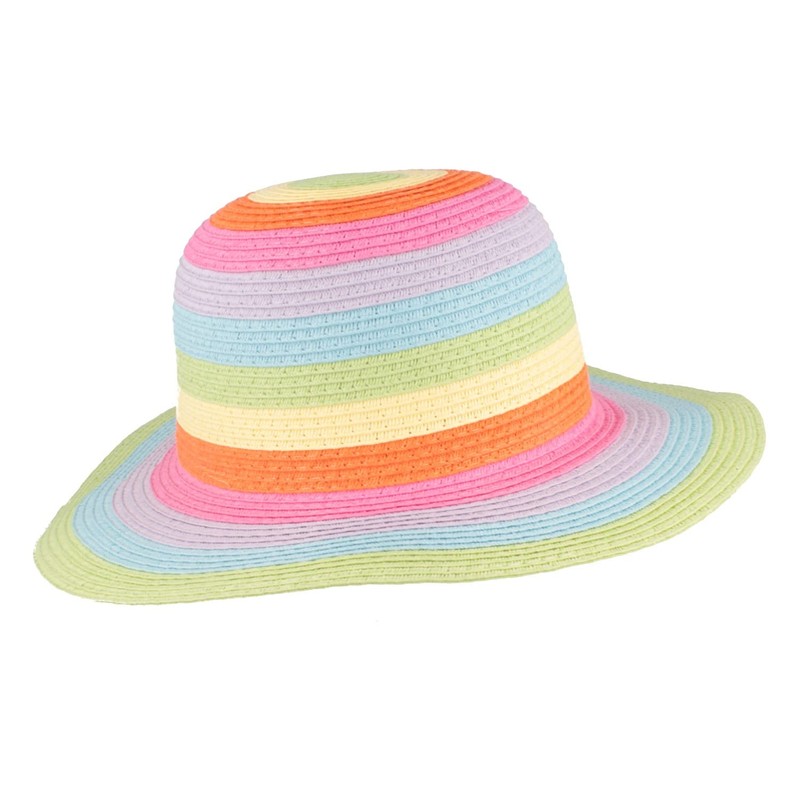 Children's Straw Hat, Beach Hat, Colourful Children's Bell, Crushable &