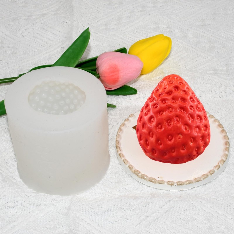 Large 3D Strawberry Silicone Mold Vivid Strawberry Fruit Chocolate Candy