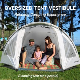 EchoSmile 4-Person Camping Tent with Clear Windows – Easy Setup Lightweight Shelter with Rainfly