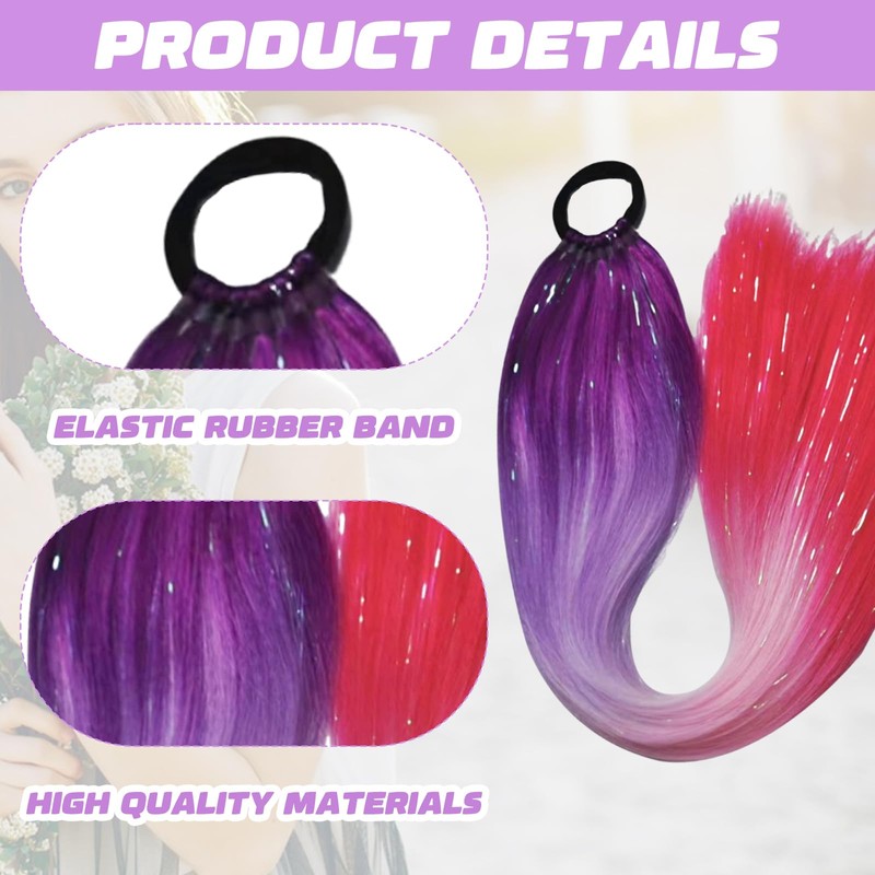 Coloured Hair Extensions 26" - Heat-Resistant Synthetic Rainbow Ponytail for