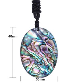 Nupuyai Natural Abalone Shell Necklace for Women, Colourful Abalone Jewellery Pendant with Adjustable Cord 18 - 25 Inches, Nylon abalone bowl Nylon, abalone shell shell