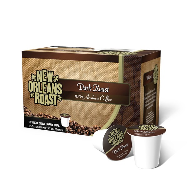 New Orleans Roast Coffee & Tea Dark Roast Single Cups, 12 Count
