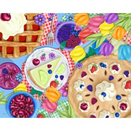 Springbok Time for Pie 1000 Piece Puzzle for Adults - Featuring a Colorful Display of Flowers and Pie