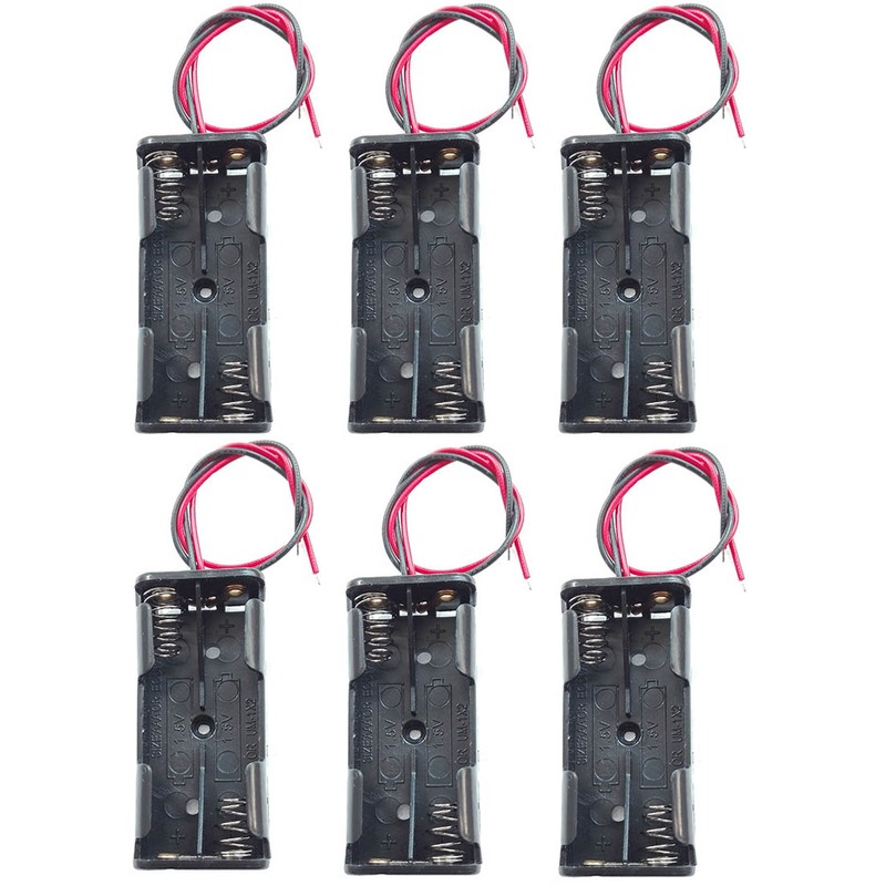 WAYLLSHINE 6PCS 2 x 1.5V AAA Battery Spring Clip Black