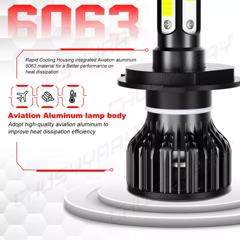 CHUSYYRAY 6000K White LED Headlight+4500