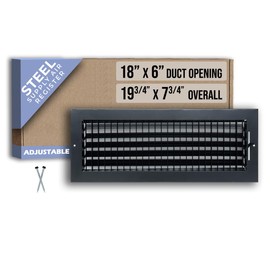 Fits 18x6 Duct Opening Steel Adjustable Air Supply Grille by Handua | Register Vent Cover Grill for Sidewall and Ceiling | Black | Outer Dimensions: 19.75" X 7.75"