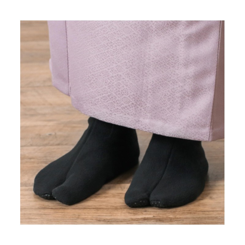 Kyoetsu Men's Tabi Socks, Fleece Cover, Winter Socks, Black