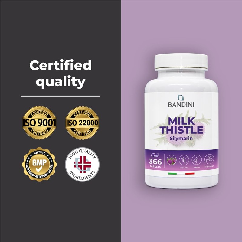 Bandini® Milk Thistle 366 Tablets, High Strength Silymarin Supplement |