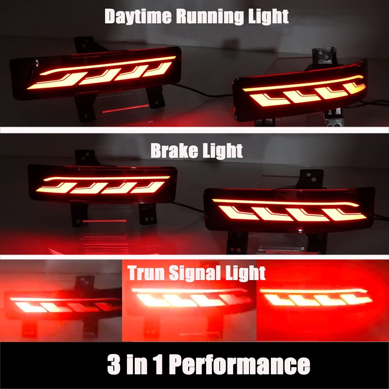 GEEGEETOP Full Lens LED Rear Reflector Bumper Fog Light Assembly