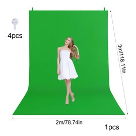 XIAQICA Grün Fotohintergründe 2 x 3 M / 6,56 x 9,84 FT Fotohintergrund Grün Stoff Foto Hintergrund Greenscreen Faltbare Fotografie Waschbarer Polyester Grüner Stoff für YouTube Studiohintergrund