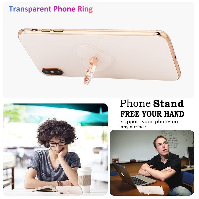 lenoup Transparent Heart Cell Phone Ring Holder Kickstand,Bling Bling Sparkle