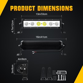 Willpower 12 inch LED Light Bar with Rocker Switch Wiring,30W Single Row Spot Flood Beam Lightbar, Waterproof Roof Bumper Driving Fog Work Lights for Vehicle 4x4 Off Road Truck Car Cabin Boat ATV UTV