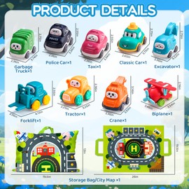 ALASOU 9 PCS Baby Cranes Car Toys for 1 Year Old Boy with Playmat/Storage Bag|1st Birthday Gift for Toddler Toys 1-2|Baby Toys 1 Year Old Boy Gifts for Infant 12 18 Months