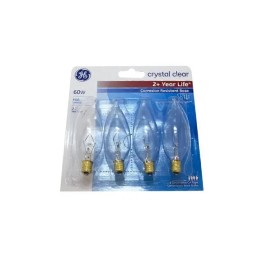 GE  Crystal Clear CA Type Candelabra Base 60W 4ct Light Bulbs
