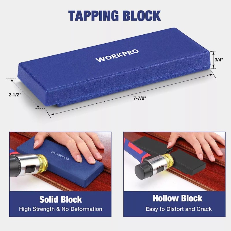 WORKPRO Laminate Flooring Installation Kit- Rubber Mallet with Fiberglass Handle