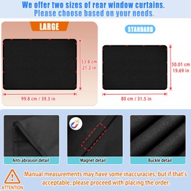 ZATOOTO Magnetic Car Curtain, UV Blocking Sun Protection Car, Protects Children and Pets in the Back Seat, Provides Privacy, Pack of 2, 100 x 54 cm