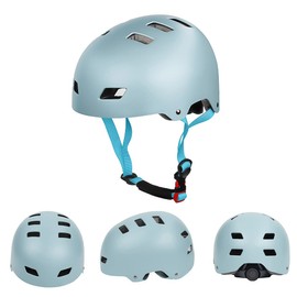 LANOVAGEAR Kids Bike Helmet for 2-14 Years Old Boys Girls, Adjustable Skateboard Helmet for Cycling, Skateboarding, Scooter, Skate (Light Blue, M)