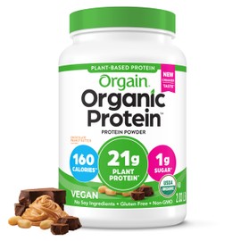 Orgain Orgain Organic Vegan Protein Powder, Chocolate Peanut Butter - 21g Plant Protein, 6g Prebiotic Fiber, Low Net Carb, No Lactose Ingredients, No Added Sugar, Non-GMO, For Shakes & Smoothies, 2.03 lb