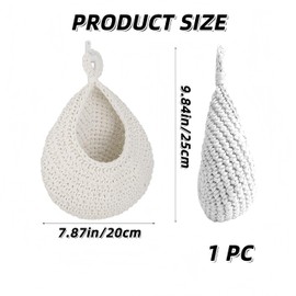 DmsGJyp Wall Basket for Kitchen Storage, Peg Bag for Washing Line, Teardrop Hanging Storage Baskets, Handwoven Washable for Clothespin Vegetable Fruit Planters Garlic Potato Vegetable (White, M)