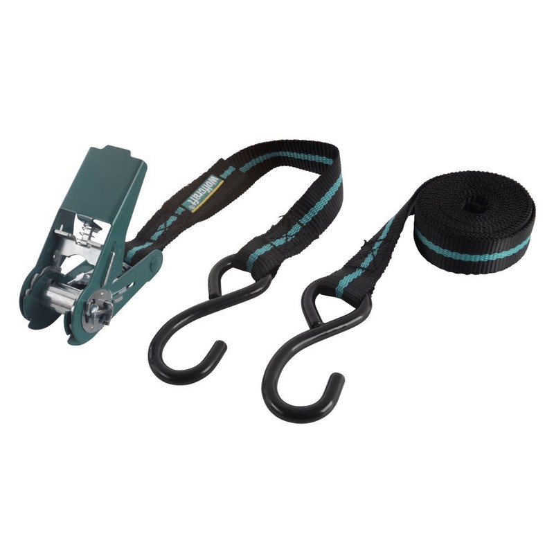 wolfcraft 3442000 Ratschen-Bandspanner mit Haken, 4 m