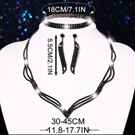 Zoestar Brautschmuck-Set für Hochzeit, Strass, Halskette, Ohrringe, Baracelet, 3-teilig, glitzernde Kristalle, formelles Kostümschmuck-Set für Damen, Einheitsgröße, /, Kein edelstein