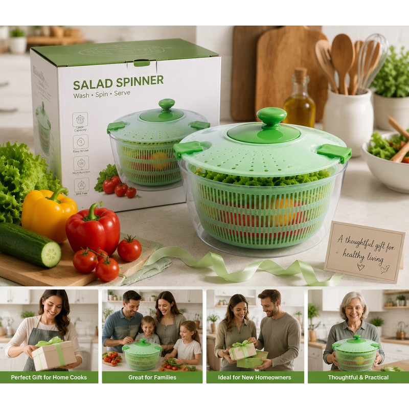 Large Capacity Salad Spinner for Washing & Drying Vegetables –