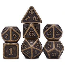 Solid Metal Polyhedral Dice Set for Dungeons & Dragons DND (Dragonscale)