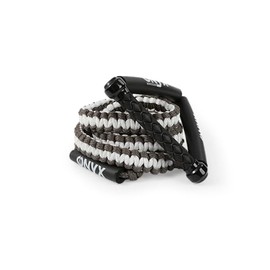 ONYX Wakesurf - 25ft Premium Braided Wake Surf Rope with 10" EVA Handle - 6 Adjustable Sections Floating Watersport Ropes for Wake Surfing (Grey & White)