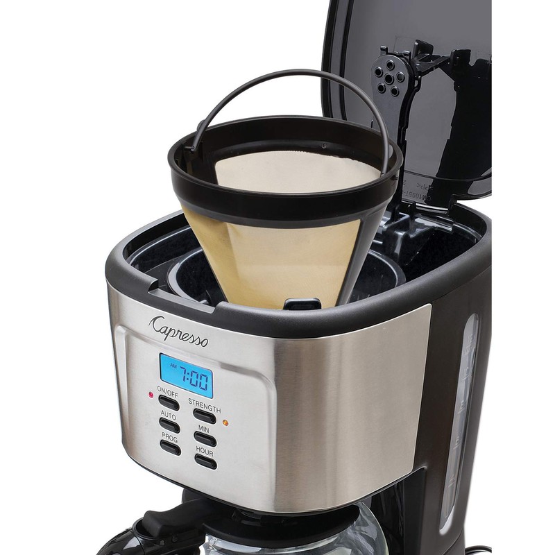 Capresso 12-Cup Coffee Maker with Glass Carafe, Stainless and Black