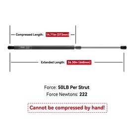 Vepagoo C1622187 26in 50Lbs/222N Gas Shock Strut Lift Support for Tonneau Undercover Snugtop Snuglid Leer Truck Bed Cover, Set of 2 C16-22187.