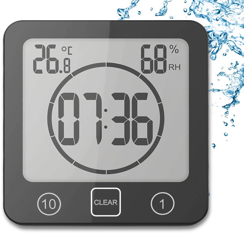 YiChZhe Bathroom Alarm Clock Bath Timer Waterproof Digital Bathroom Clock