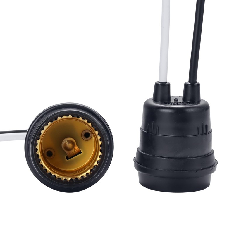 12PCS Waterproof Black Pigtail Lamp Holder Socket,E26/E27 Fully Sealed Rainproof