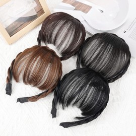 Black Fluffy Fake Hair Band Bangs, Heat Resistant Wig, Trendy Braid Headband Hair Accessories